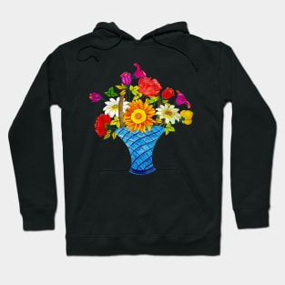 Pencil Art Sketch A Pot Of Colorful Handdrawn Flower Bouquet Hoodie